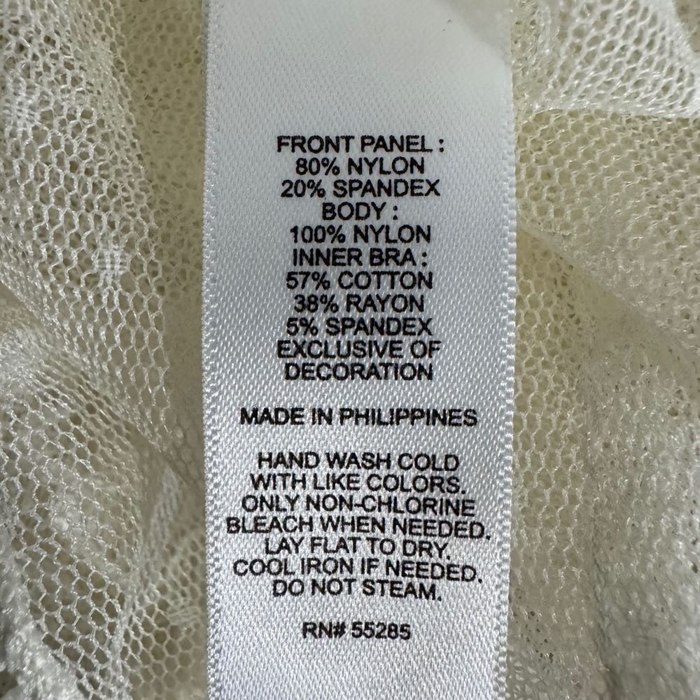 NWT Express Lace Inset‎ Blouse Sheer Long Sleeve Top Ivory XL Cottagecore Boho - Picture 5 of 8